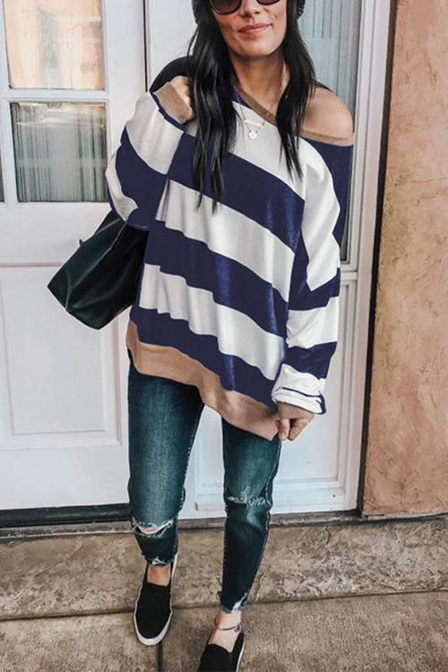 Wide Striped T-Shirt Sweatshirt