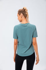 Short Sleeve Curved Hem Sports Top- Twinkle
