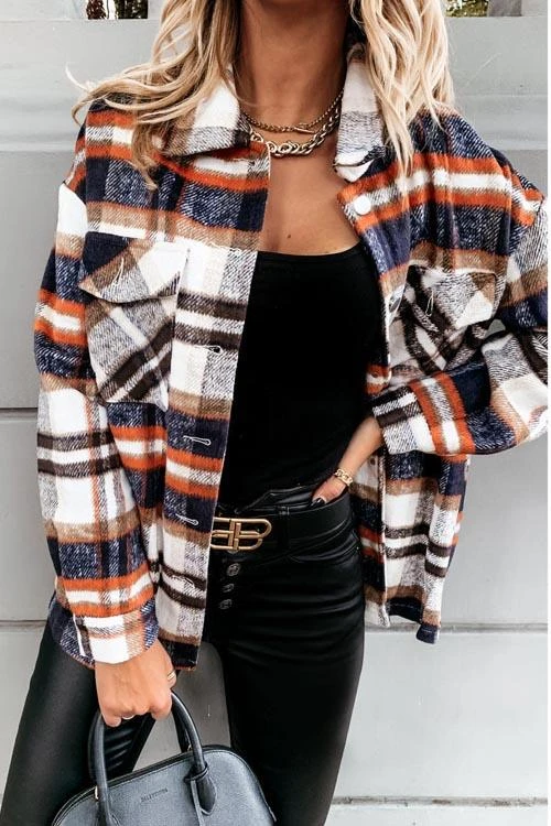 Retro Plaid Big Button Shirt Coat(11 Colors)