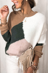 Color Block Round Neck Sweater