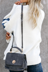 Round Neck Stitching Knit Sweater