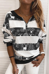 Zipper Casual Round Neck Sweatshirt