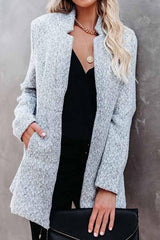 Retro Stand Collar Blazer Woolen Jacket