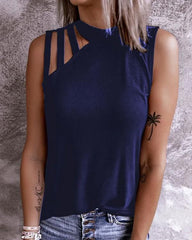 Cold Shoulder O Neck Tank Top