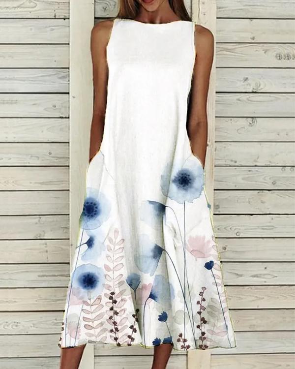 Big A Flower Pocket Dress