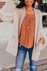 Batwing Sleeve Solid Tassel Sweater Cardigan