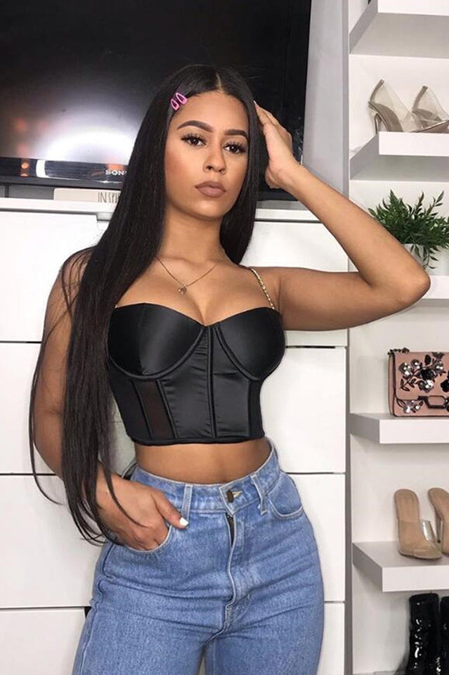 Chain Strap Bustier Crop Top