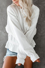 Round Neck Casual Elastic Waist Top