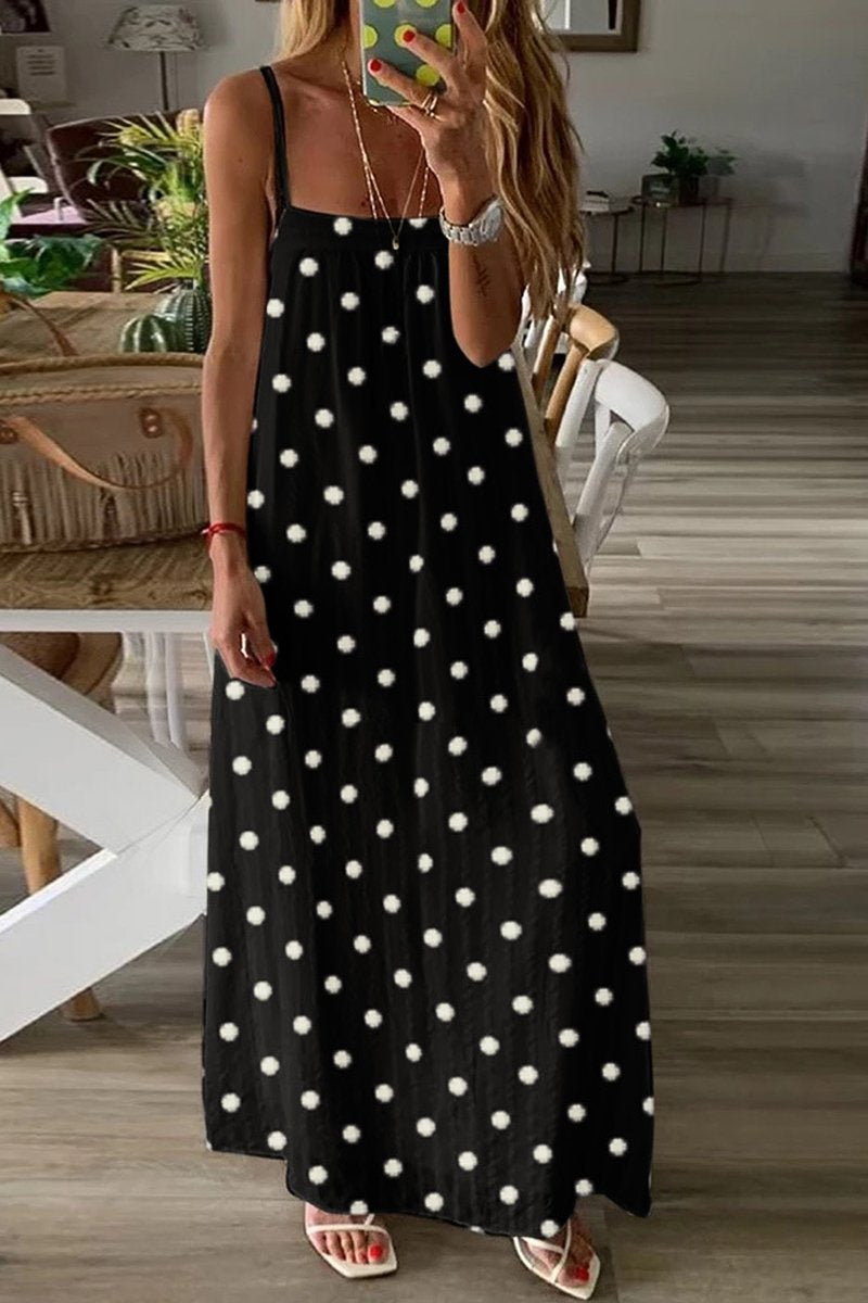 Bohemian Polka Dot Print Sling Dress