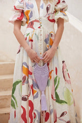 Puff Sleeve Maxi V-Neck Dress