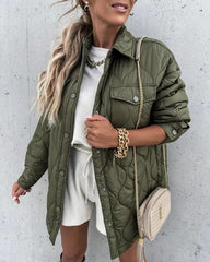 Button Down Cotton Padded Long Jacket