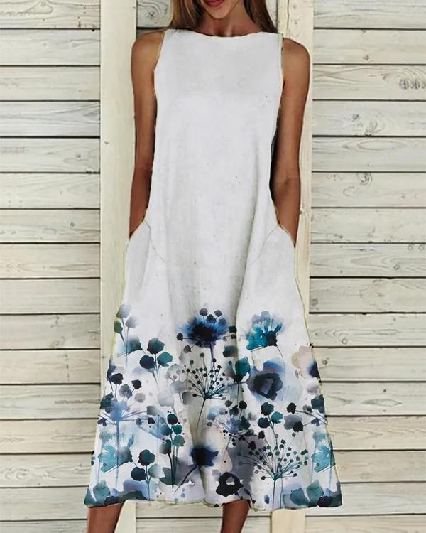 Big A Flower Pocket Dress