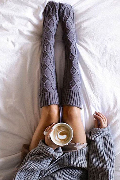 Cable Knit Over Knee Leg Warmers