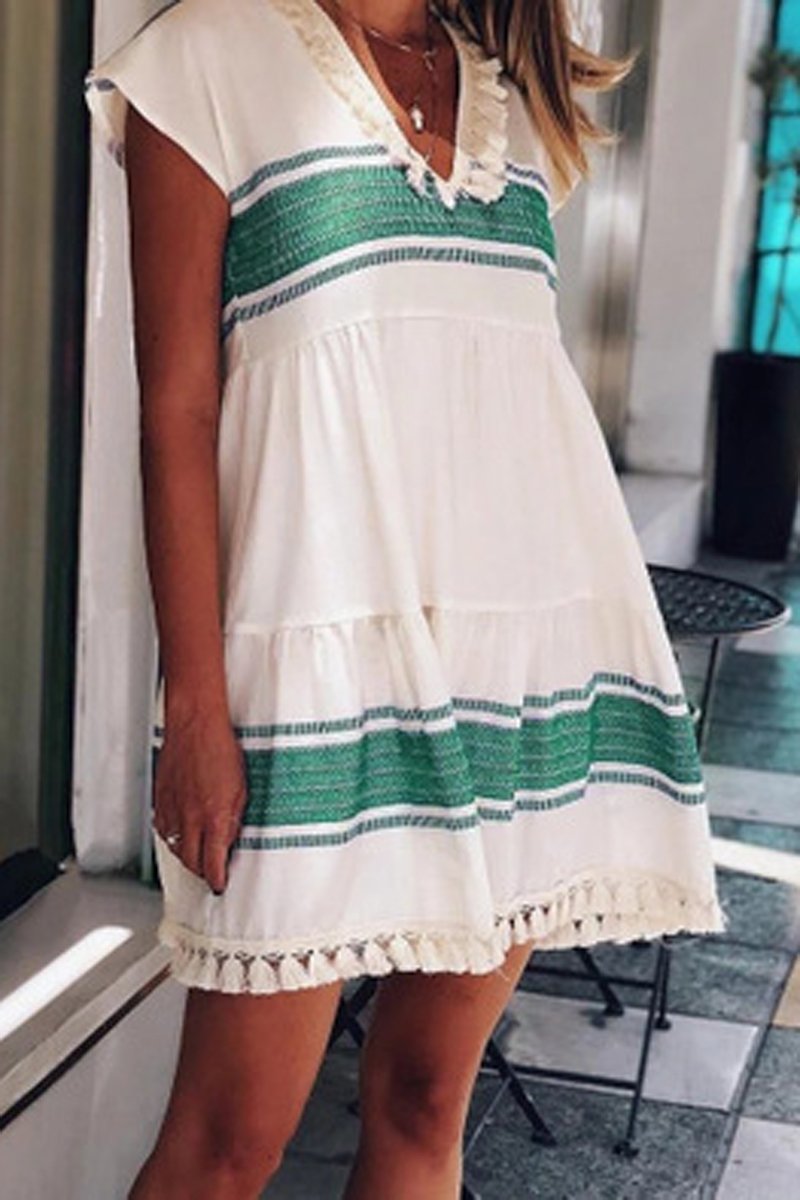 Bohemian Tassel V-Neck Dress