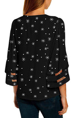 Santa Printed V-neck Top