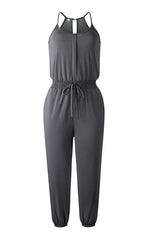 Pockets Drawatring Slip Jumpsuit