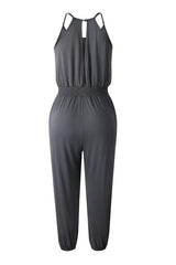 Pockets Drawatring Slip Jumpsuit