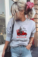 Christmas Printed Round Neck Sweater