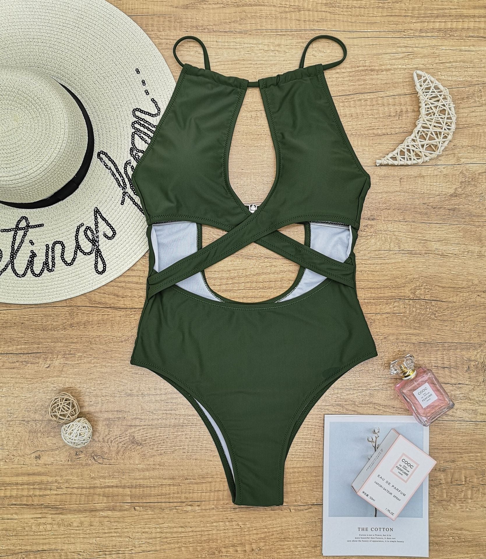 Sexy Solid Color One-piece Swimwear( 2 colors)