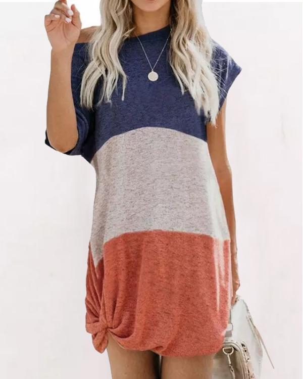 Three Contrast Color T-shirt Dress