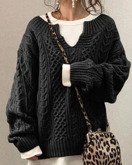 Chic V Neck Hand Twist Sweater