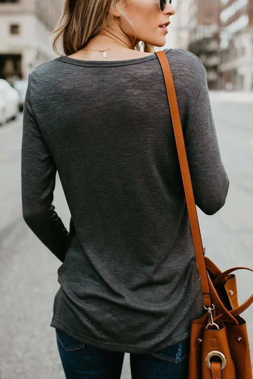 Chic Grey Pocket T-shirt