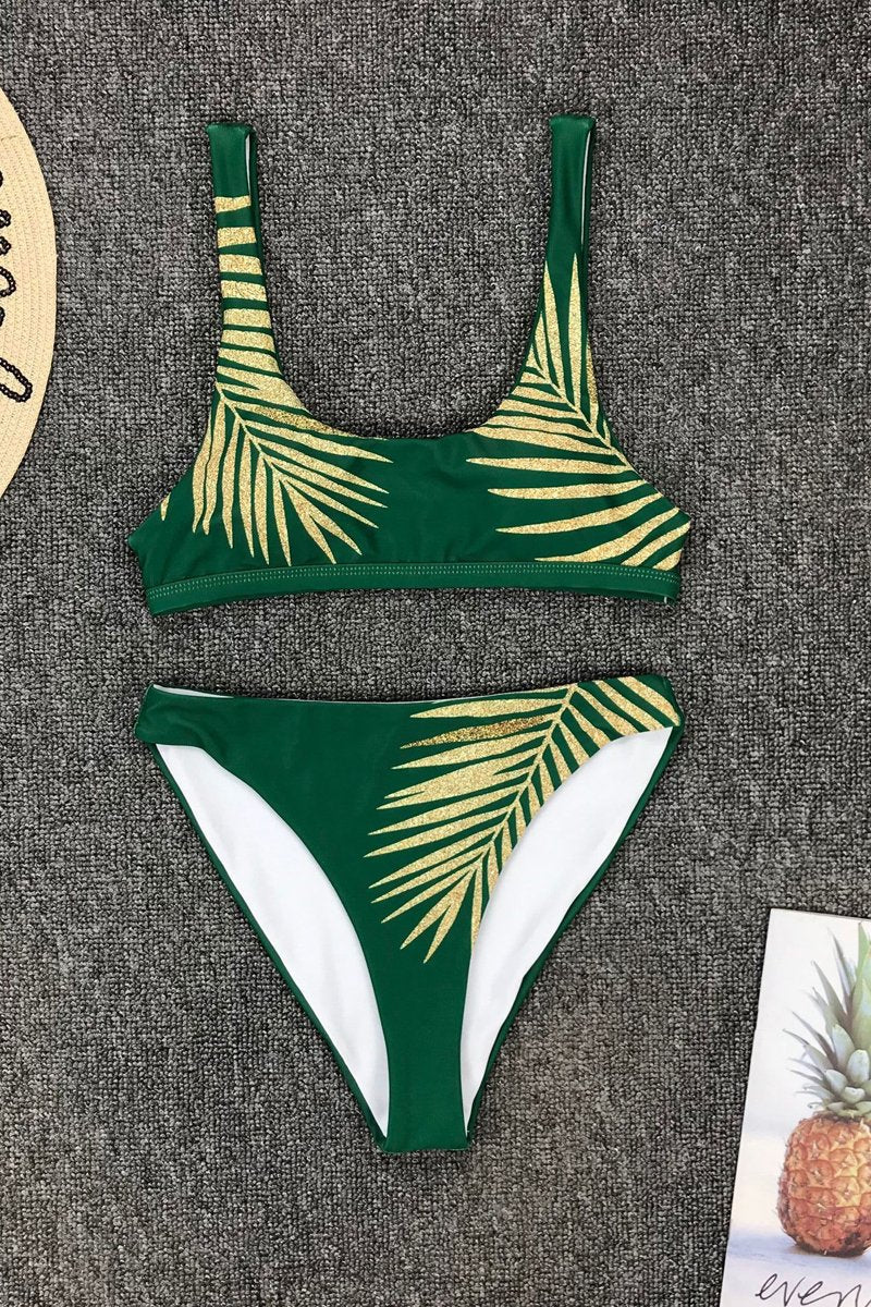 Bronzing Print Two Pieces Swimwear