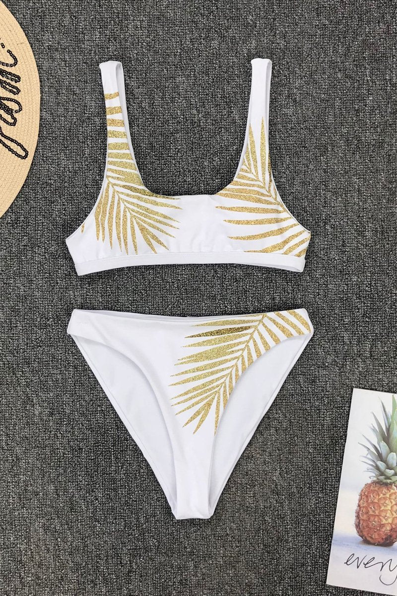 Bronzing Print Two Pieces Swimwear