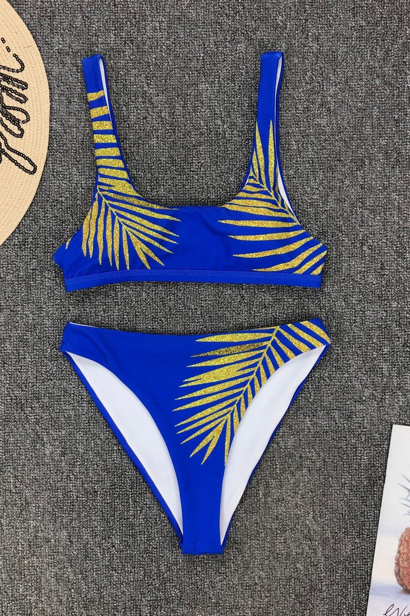 Bronzing Print Two Pieces Swimwear