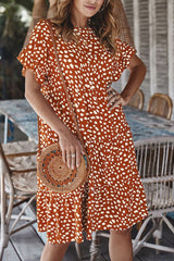 Polka Dot Lotus Sleeve Dress
