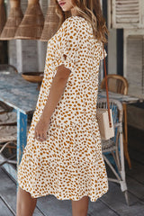 Polka Dot Lotus Sleeve Dress