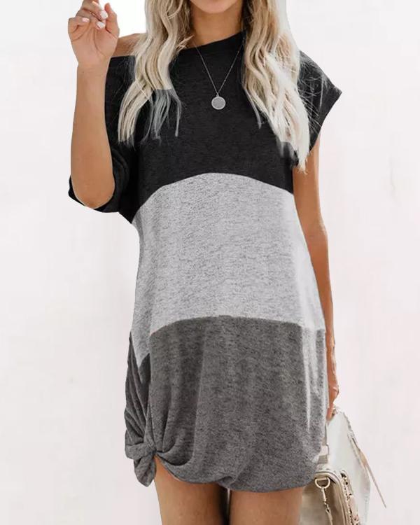 Three Contrast Color T-shirt Dress