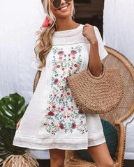 Chic Embroidery Flower Mini Dress