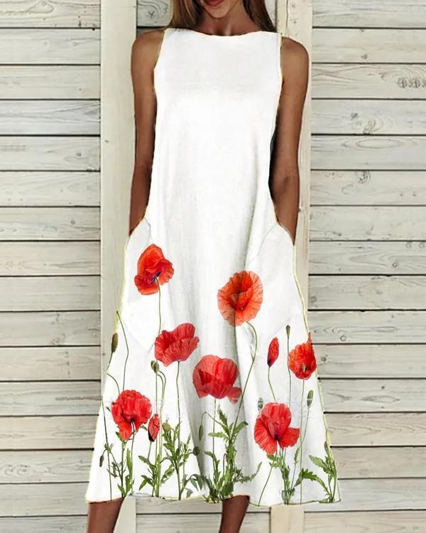 Big A Flower Pocket Dress