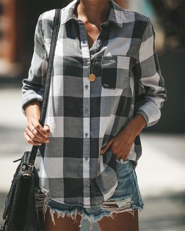 Classic Single Breasted Plaid Shirt