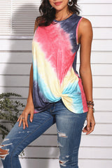 Tie Dye Print Sleeveless T Shirt