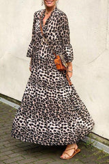 Bohemian Leopard Print Maxi Dress