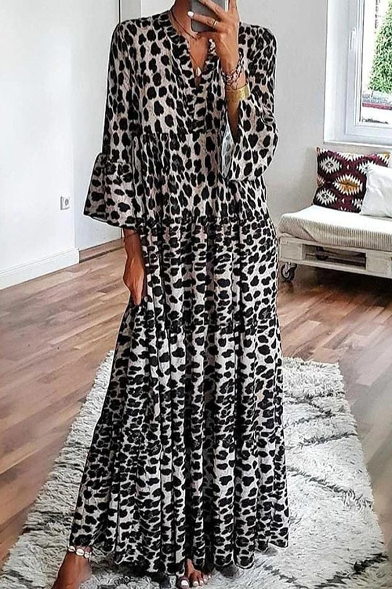 Bohemian Leopard Print Maxi Dress