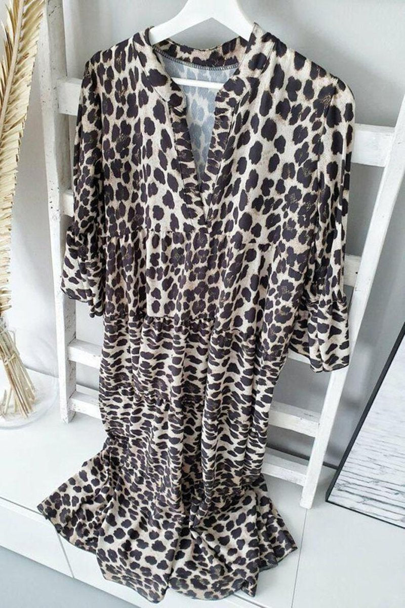 Bohemian Leopard Print Maxi Dress