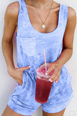 Tie Dye Round Neck Pocket Romper