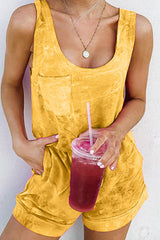 Tie Dye Round Neck Pocket Romper