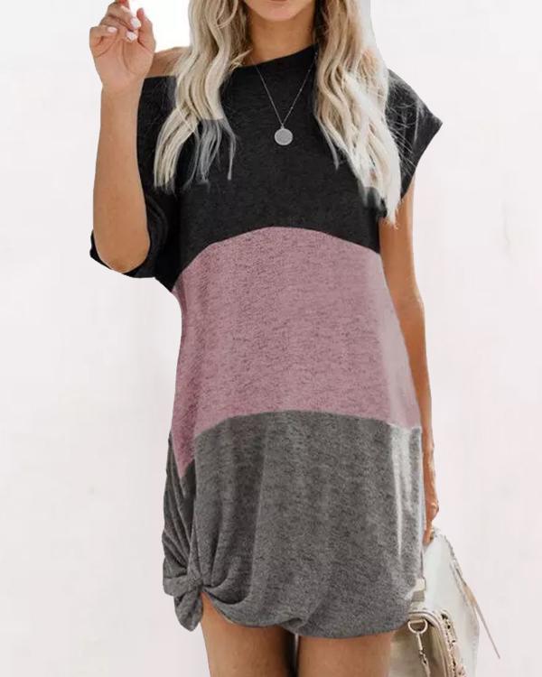 Three Contrast Color T-shirt Dress