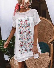 Chic Embroidery Flower Mini Dress