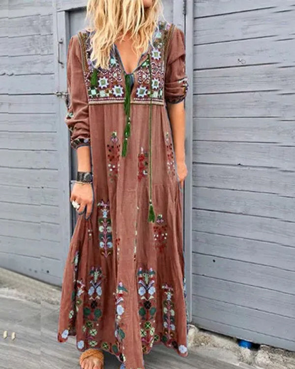 Boho Chic Floral Print Maxi Dress