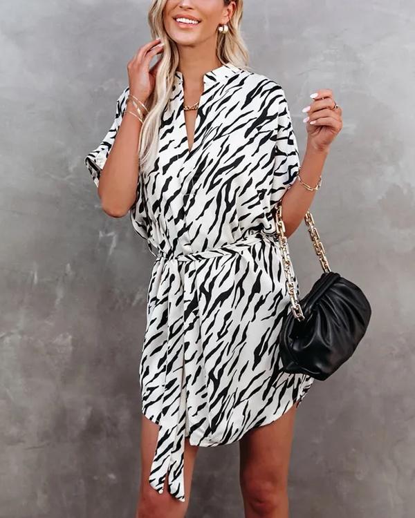 Zebra Print Shirt Dress