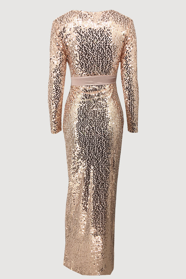 Sequin Sexy High Split Long Dress