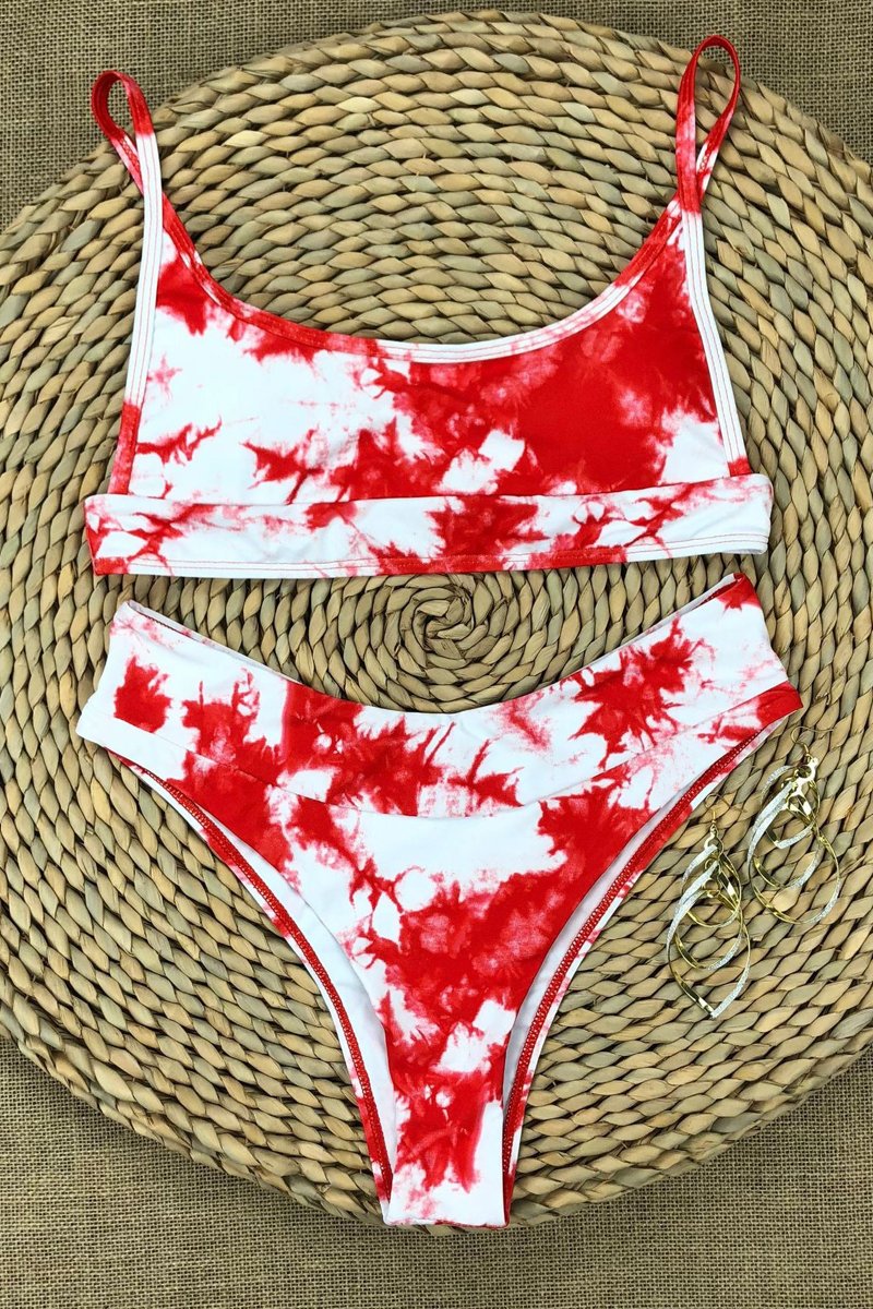 Tie Dye Print Two Pieces Swimwear