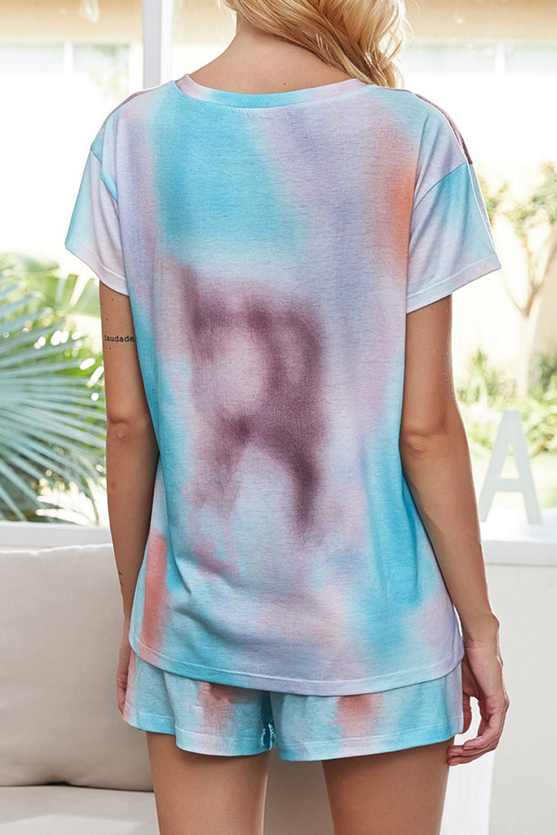 Tie Dye Short Sleeve Two Pieces Sets