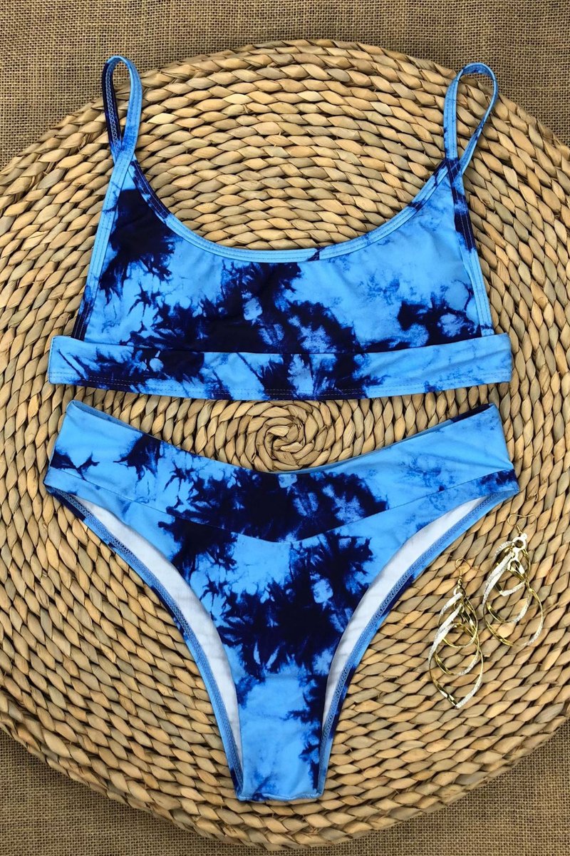 Tie Dye Print Two Pieces Swimwear