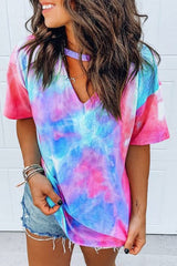 Tie Dye V-Neck Short Sleeve T-Shirt